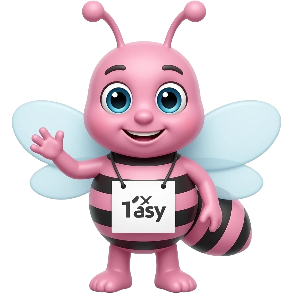 pink cartoon bee at a spelling bee emoji