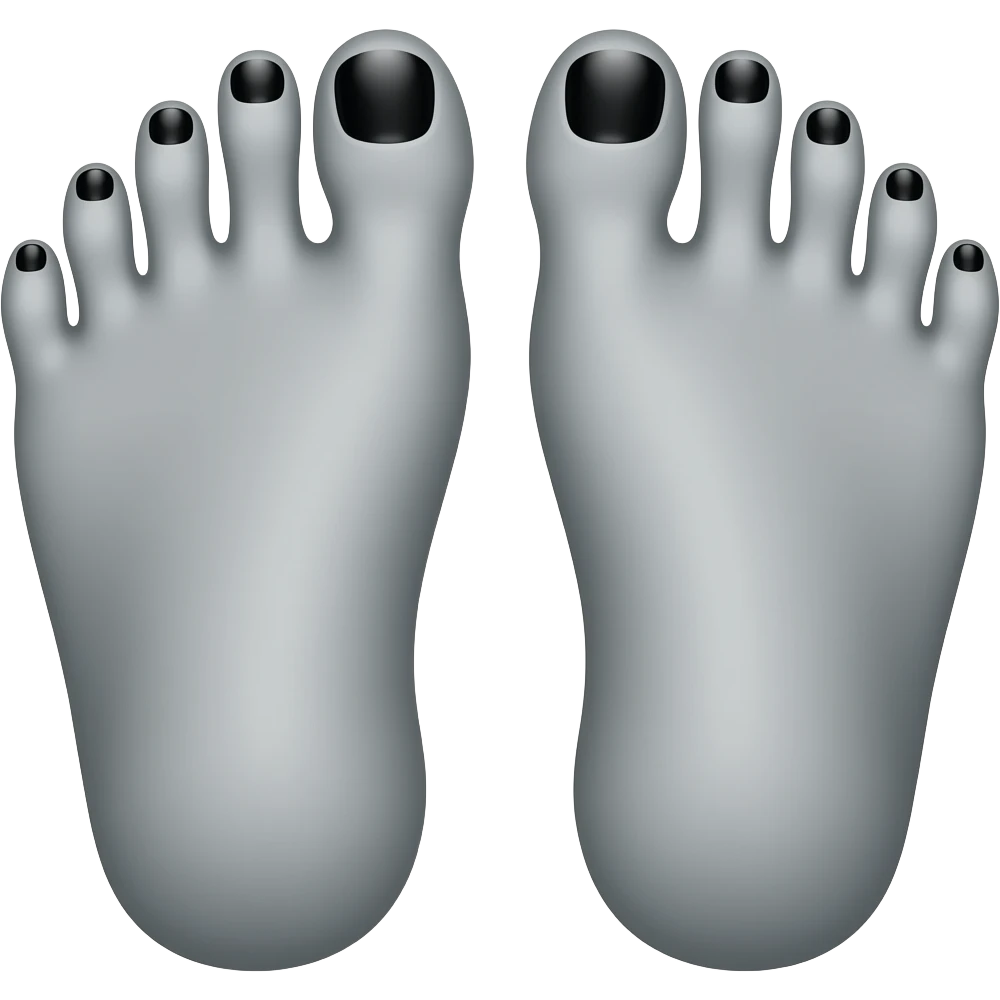 Gray feet with black toenails emoji