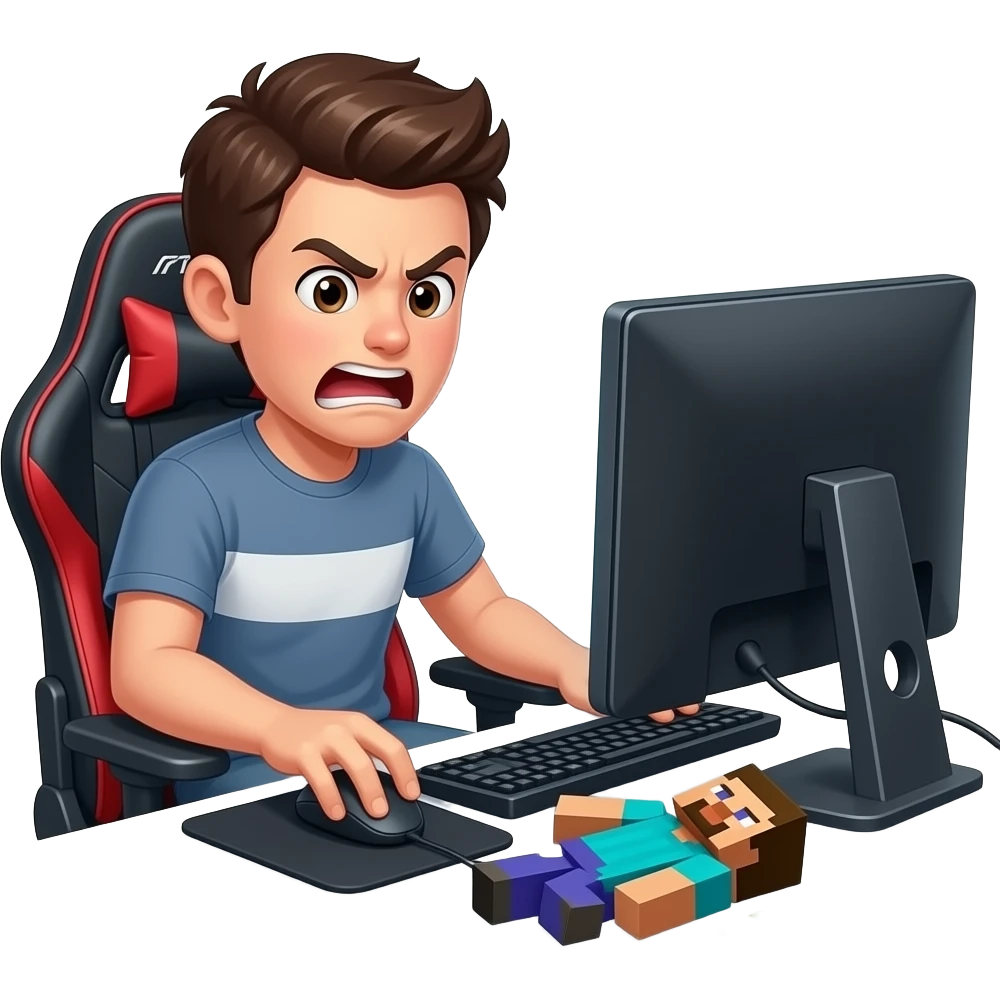 Adam rage quitting Minecraft because he fell to his death emoji