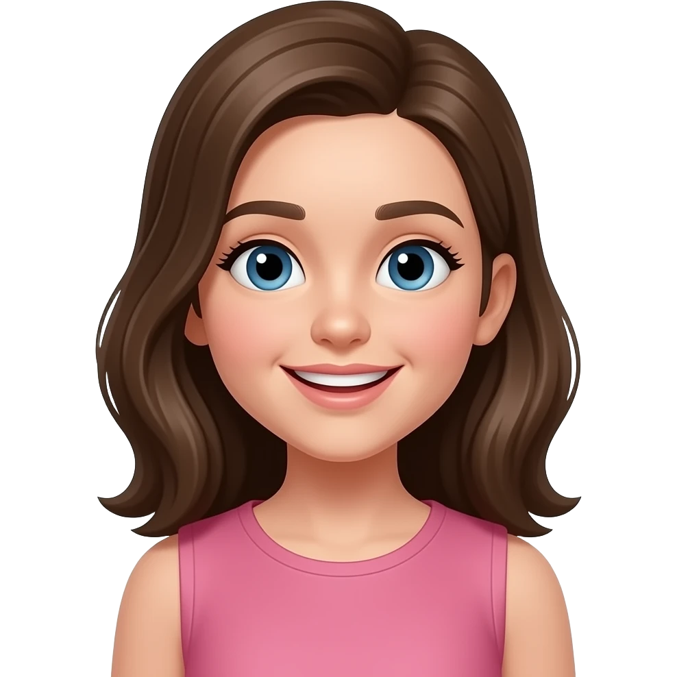 Simple emoji face of a happy young slim girl. emoji