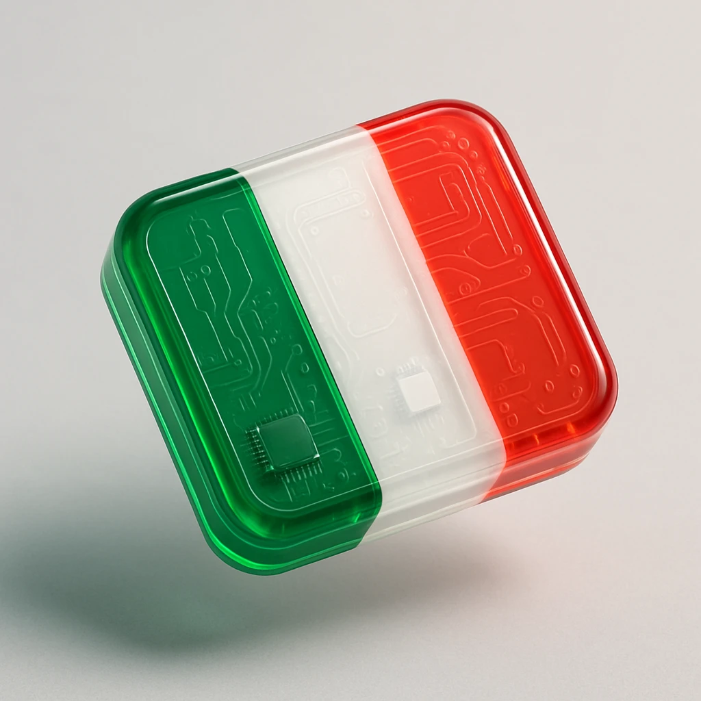 Italian flag with green, white, and red vertical stripes, no text, glossy effect, modern look emoji