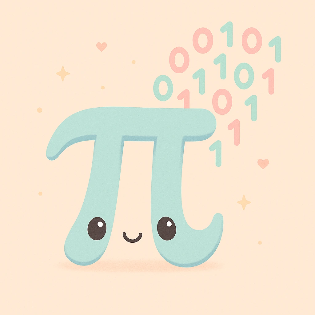  combine the π (pi) math symbol, binary code emerging from it. emoji