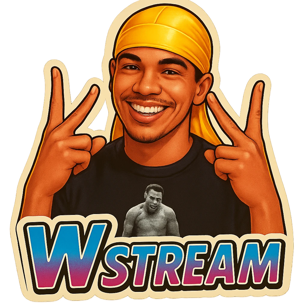 Make him Smiling 
Form a W with fingers
Change His durag To yellow
Add the words W Stream emoji