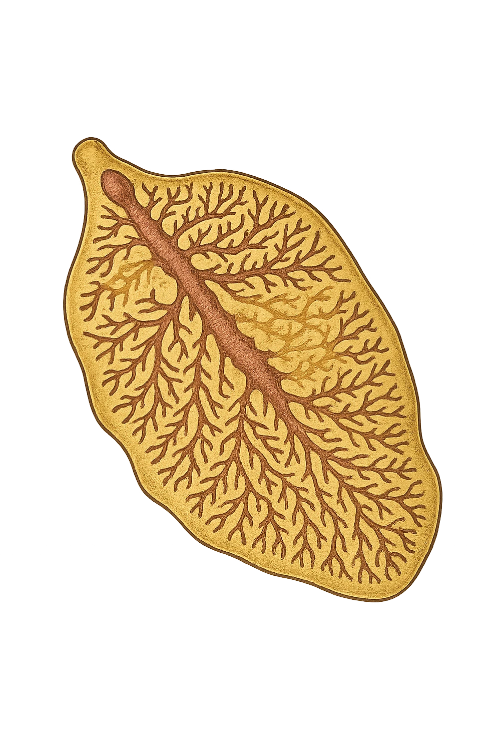 batterio Trematodi epatici (Liver fluke) stile libro di medicina ma senza scritte emoji