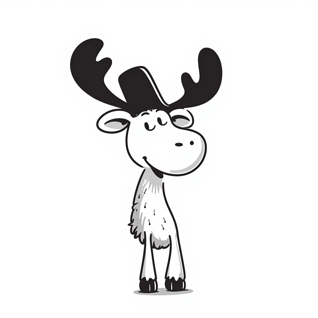Hand drawn doodle style moose emoji
