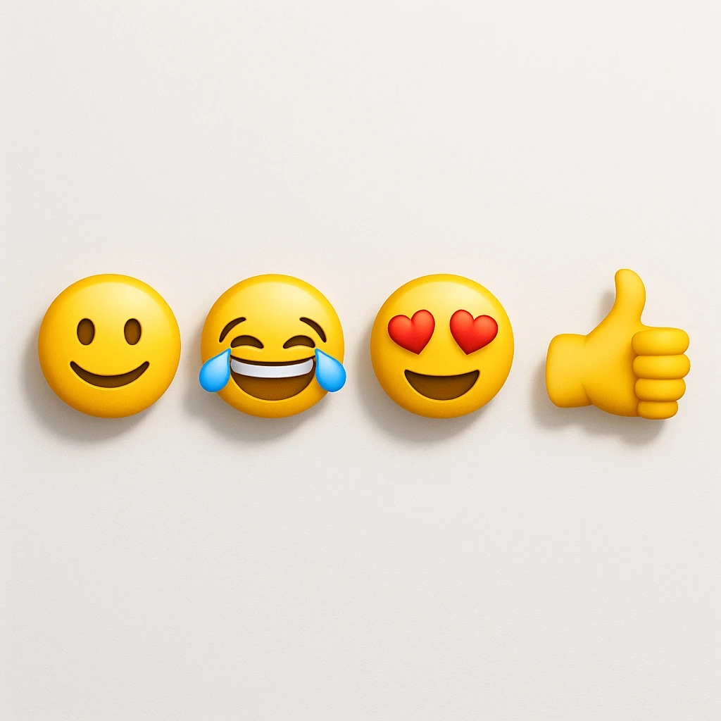 make four emojis on white background with good amount of shadow  emoji
