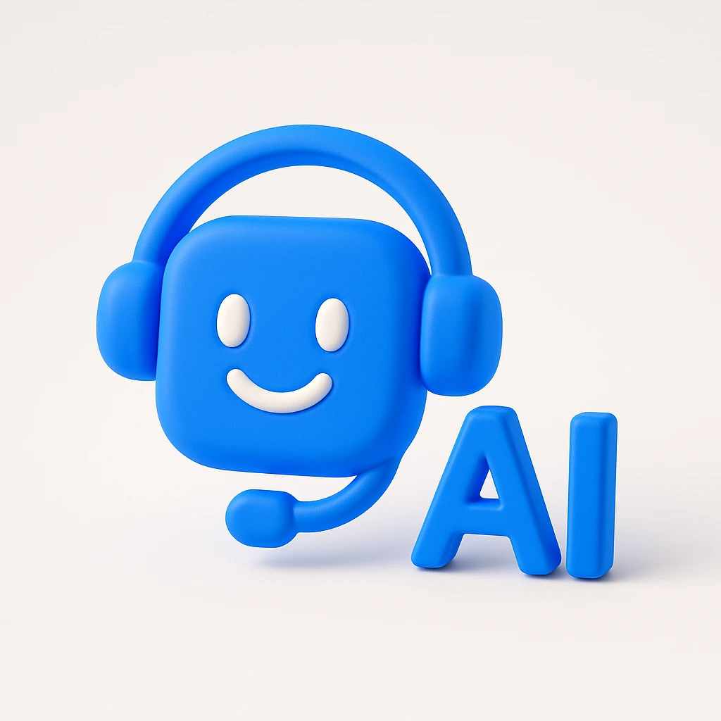 Minimalistic App Icon for AI Call Agent, showing a Showing a icon like AI face, friendly. emoji