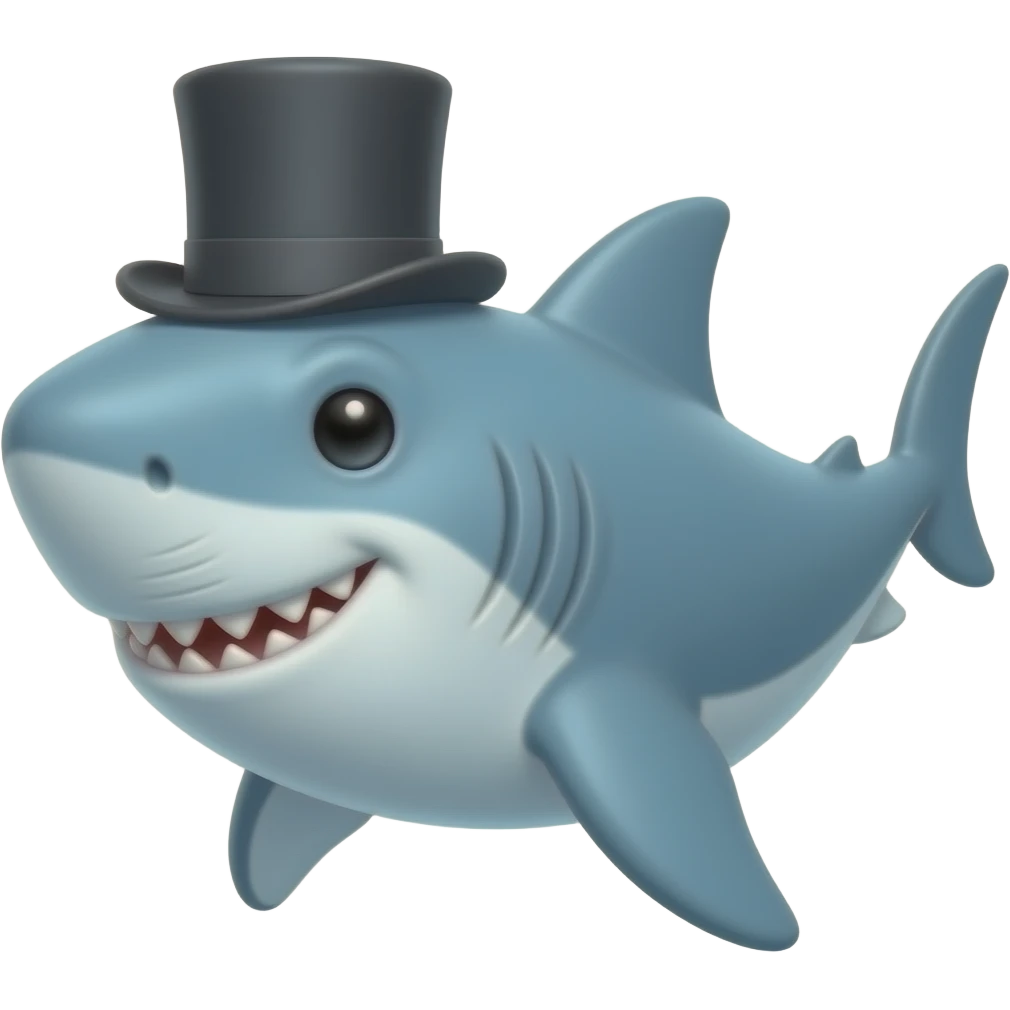 Shark with a top hat emoji