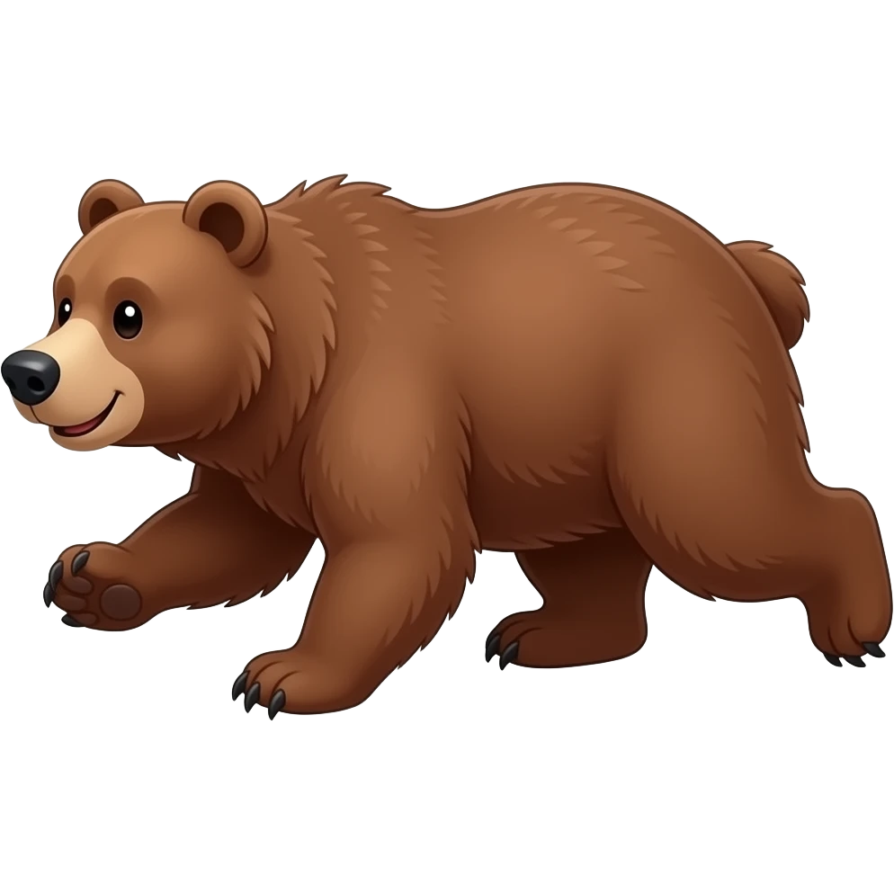Cartoon brown bear on fours running emoji