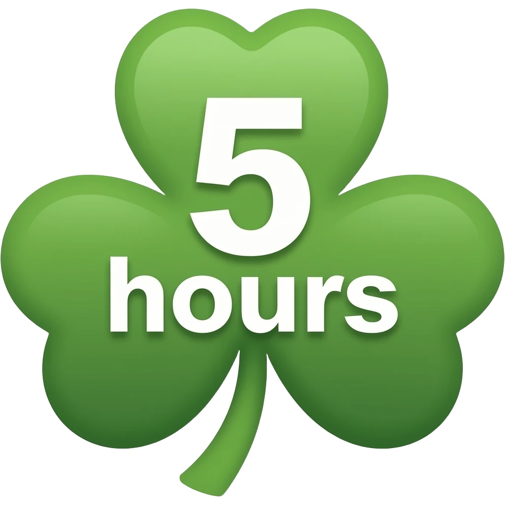 ☘︎ este mismo diseño de trebol pero con 5 horaa emoji