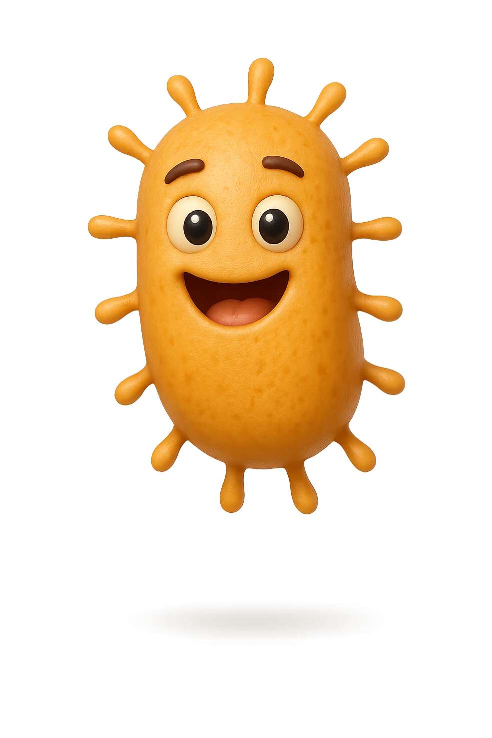 EMOJI STILE IPHONE DI BATTERI INTESTINALI FELICI CHE FLUTTUANO IN ARIA IPERREALISTICO 4K emoji