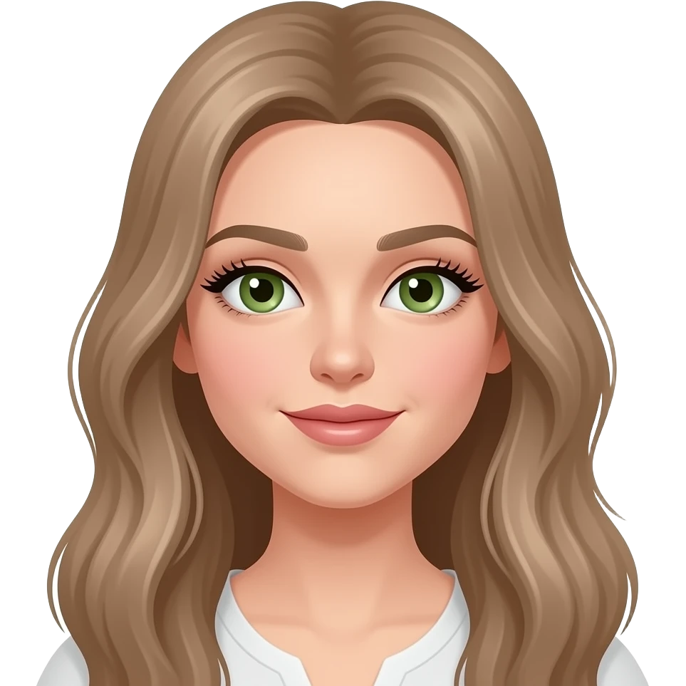 cheveux brun pale long   yeux vert faux cils emoji