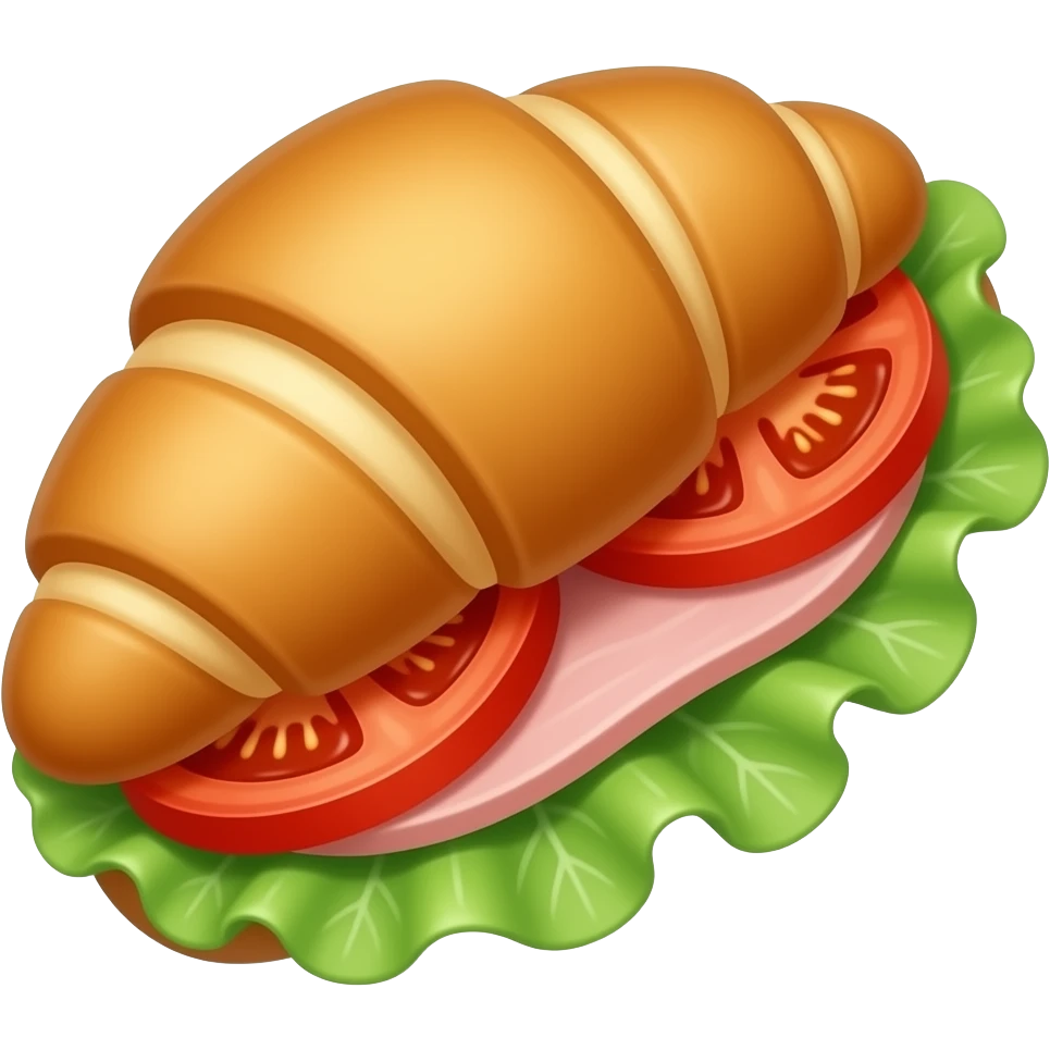 croissant sandwich with just one lettuce, two tomatoes and a single slice of ham emoji