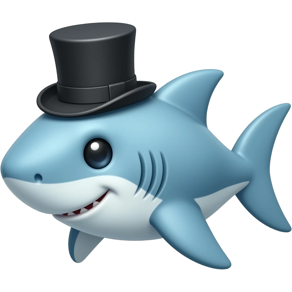 Shark with a top hat emoji