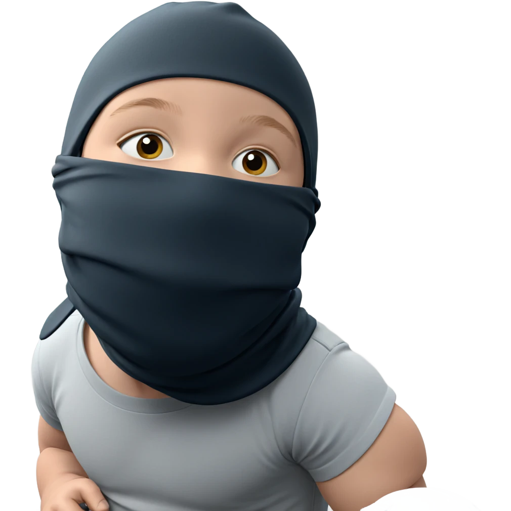 masked boy in grey background emoji