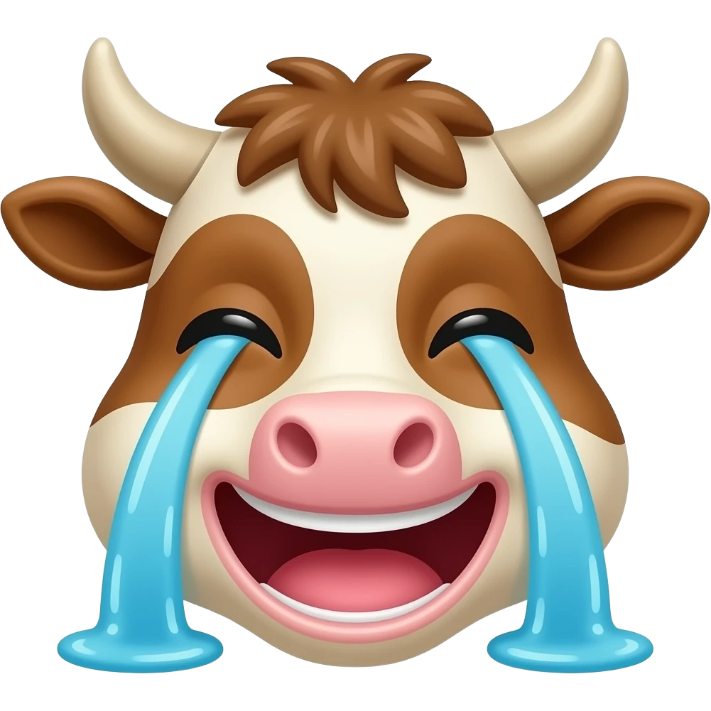 A hairy cow laughing and crying emoji