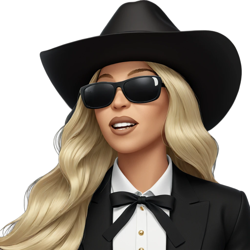 blonde girl in stylish hat emoji