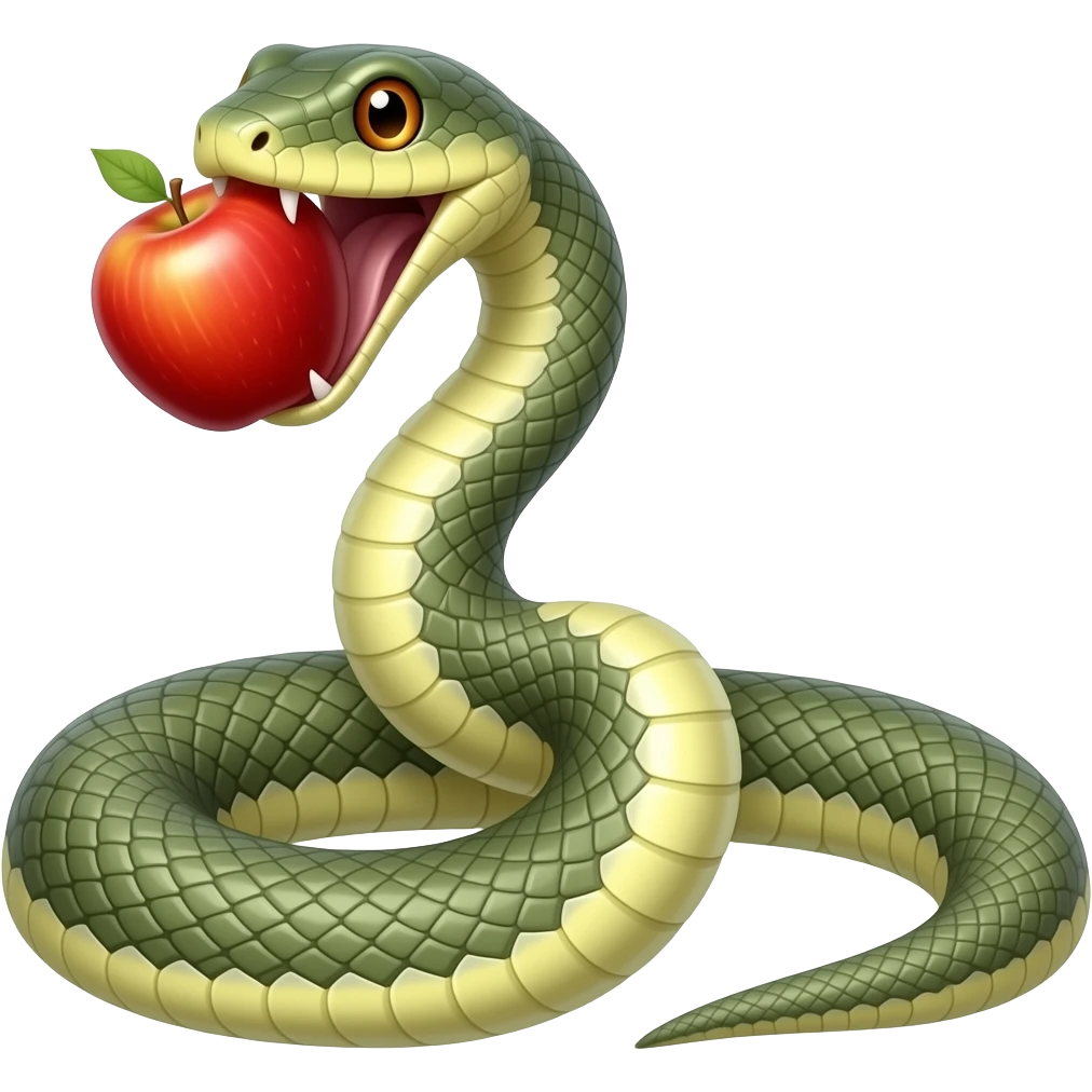 Snake with apple in mouth emoji
