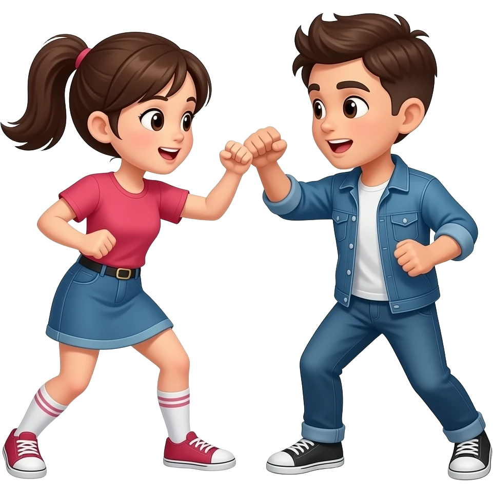 Duo fata baiat bătându-se se emoji