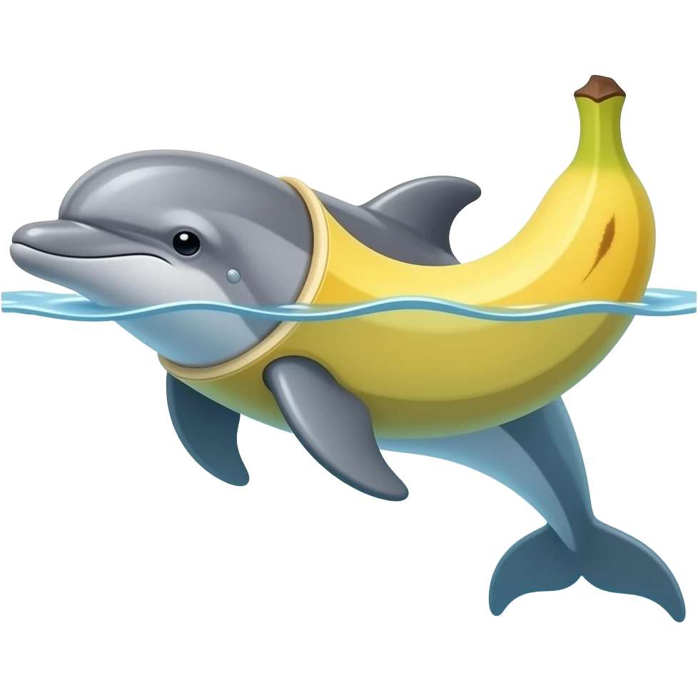 Make a dolphin have a banana body and live in the water emoji