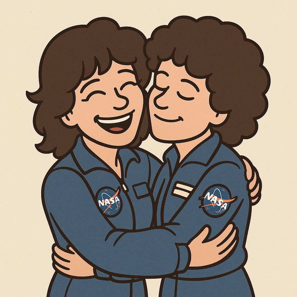 two Sally Ride Prince hug  emoji