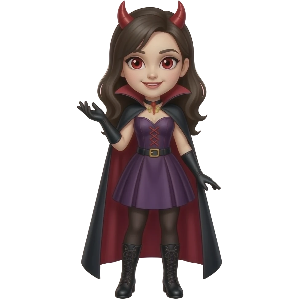 Phoebe with red eyes as dracula with dress gloves boots emoji