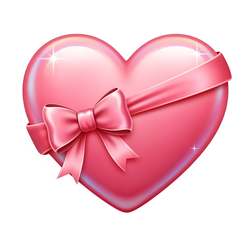 heart emoji with a bow, cute and shiny emoji