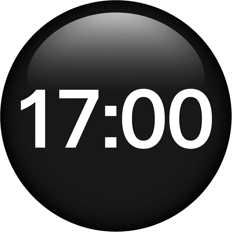 pantalla negra ,marcando  las  17:00 PM emoji