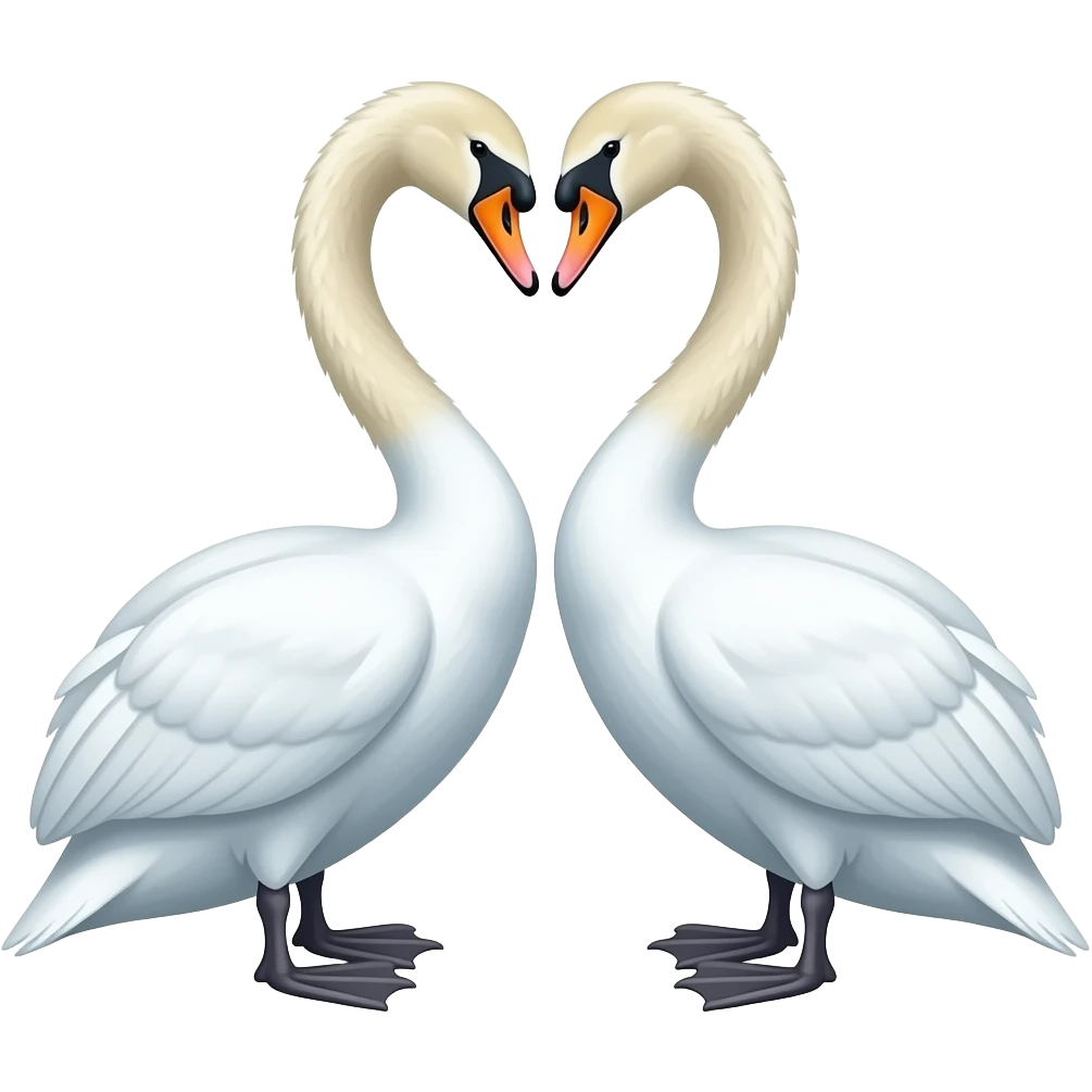 Swan facing each other and forming heart shape emoji
