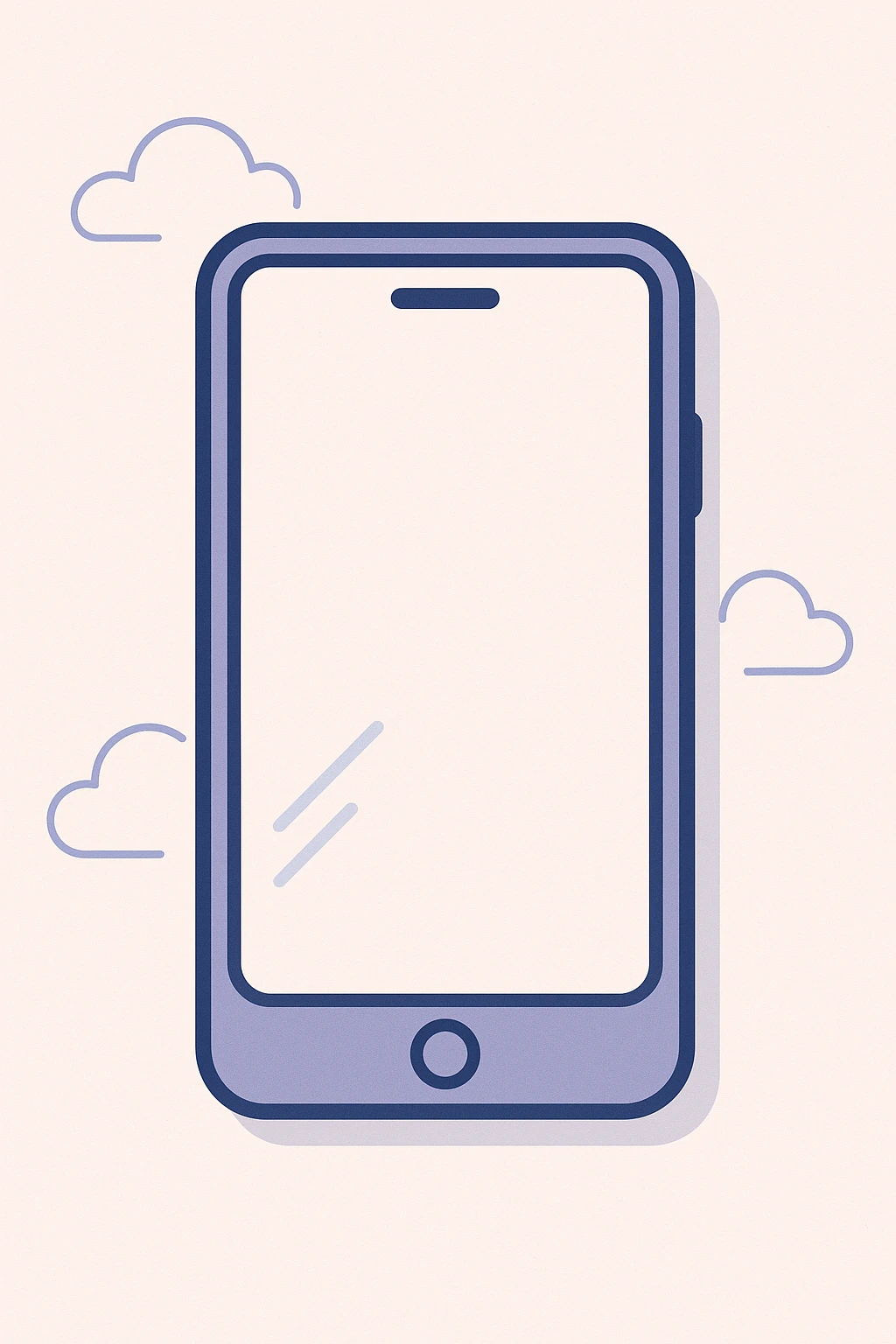 smartphone viewed from above, blank screen, subtle reflection, modern style, simple design emoji