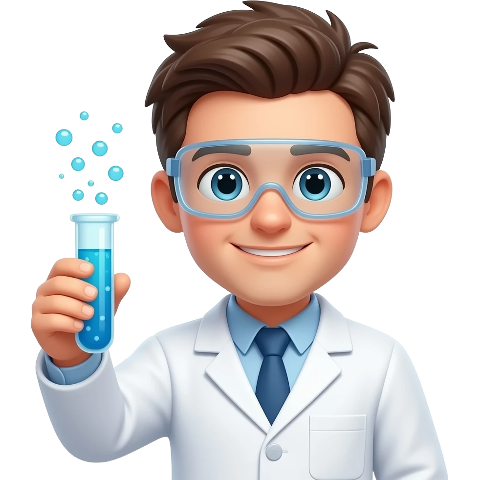 3D cartoon scientist emoji