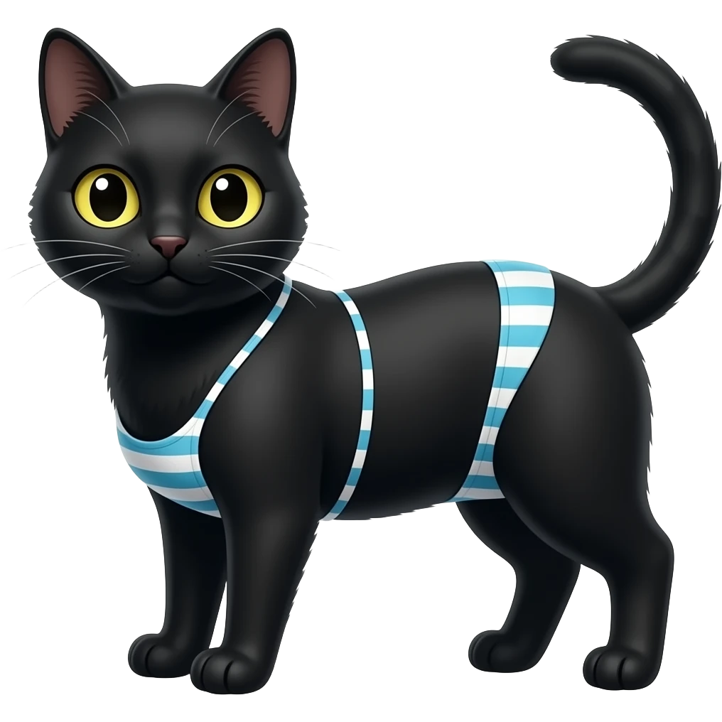 black cat wears bikini emoji