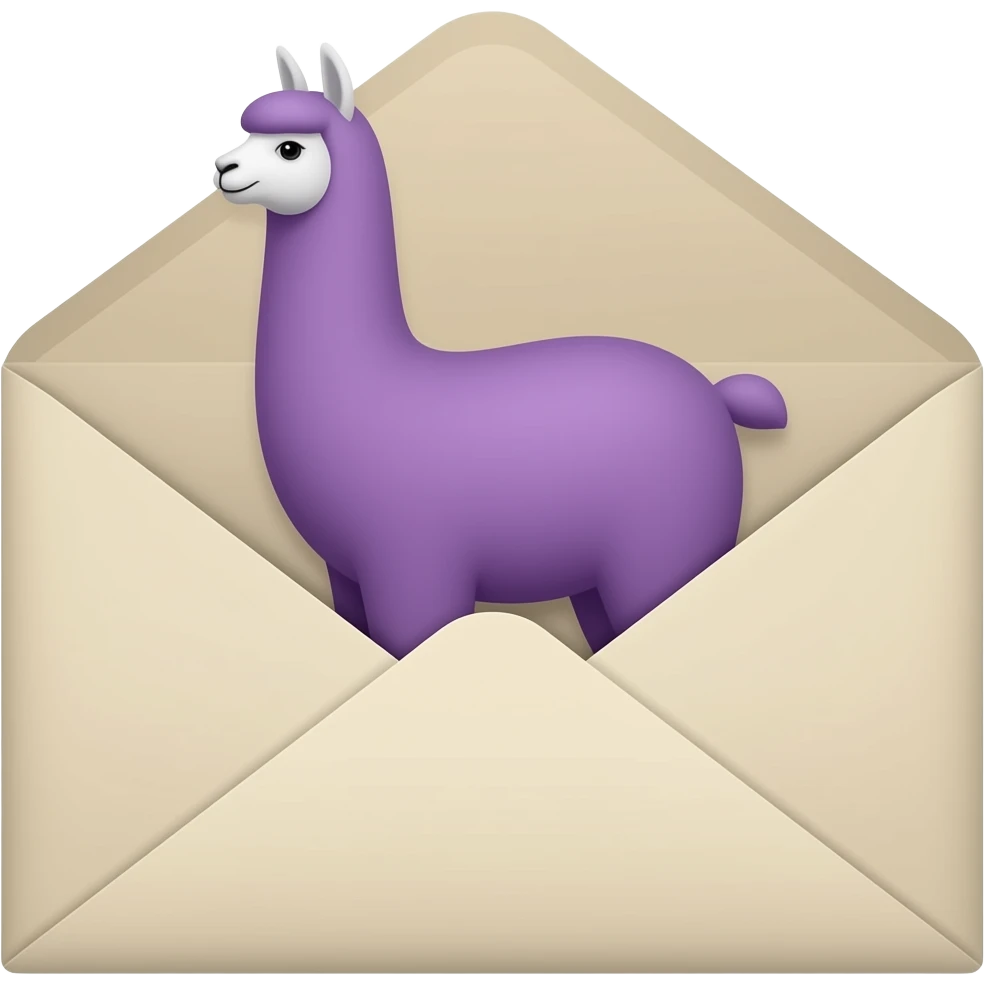 Purple llama inside an envelope emoji