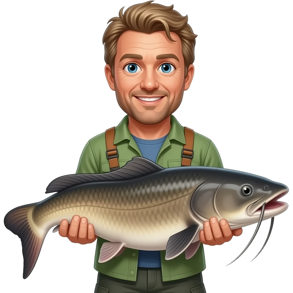 jeremy wade from river monsters holding a big fish emoji