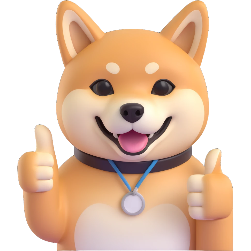 shiba inu showing thumbs up emoji
