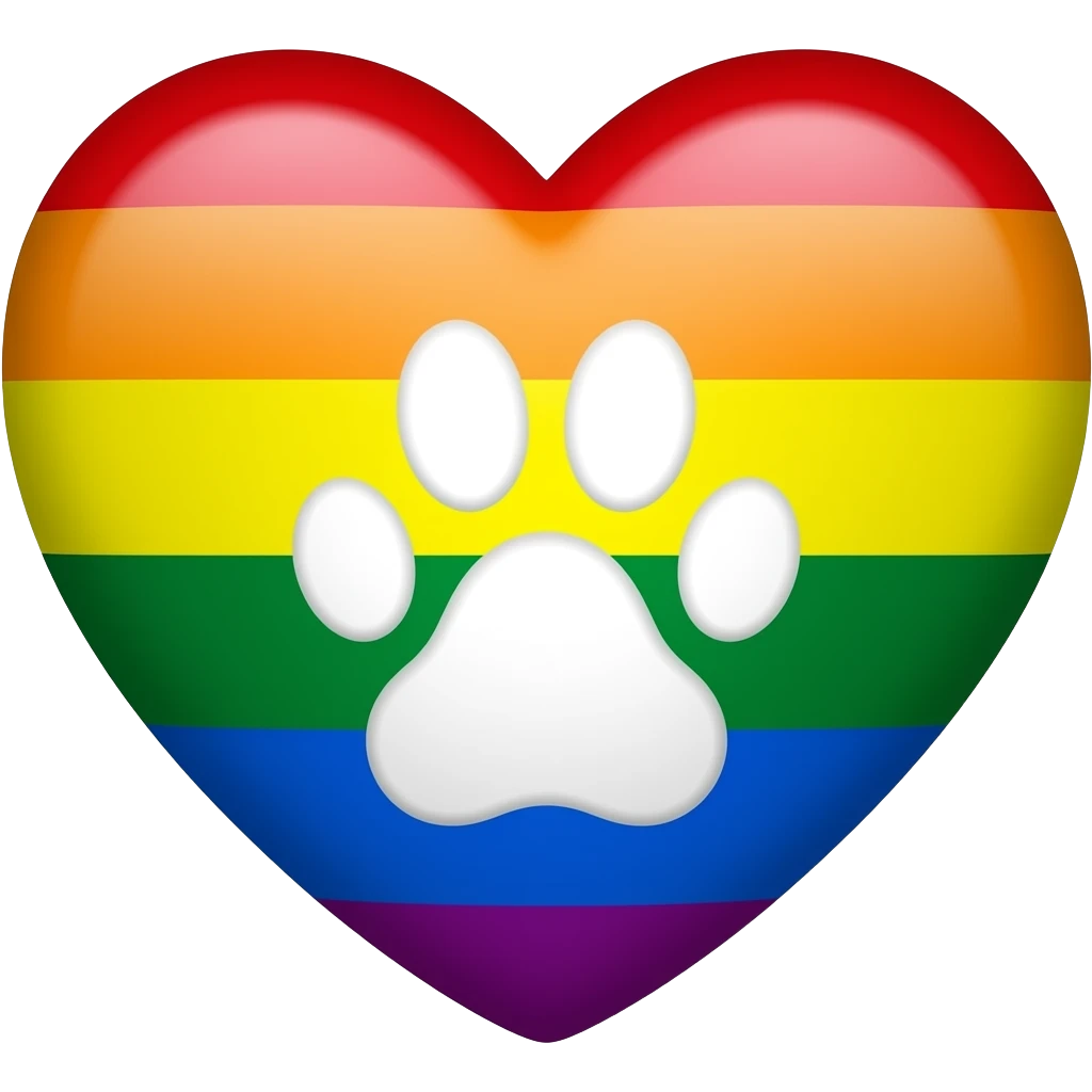 lgbt flag heart with paw print emoji
