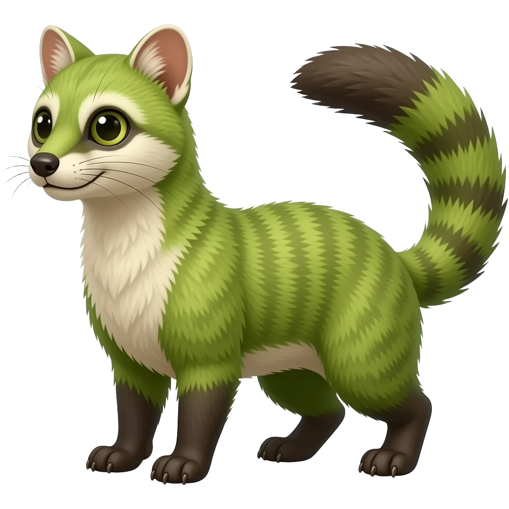 Green genet-Fossa-civet-Feli-mustelid-creature-hybrid, full body emoji