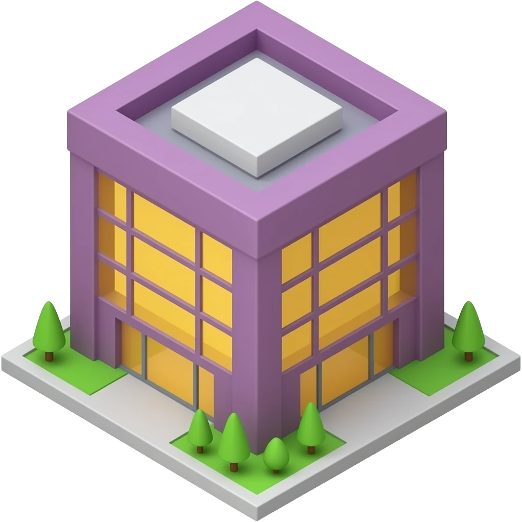 purple yellow mall building, transparent background inspired by barbie colour pallete emoji