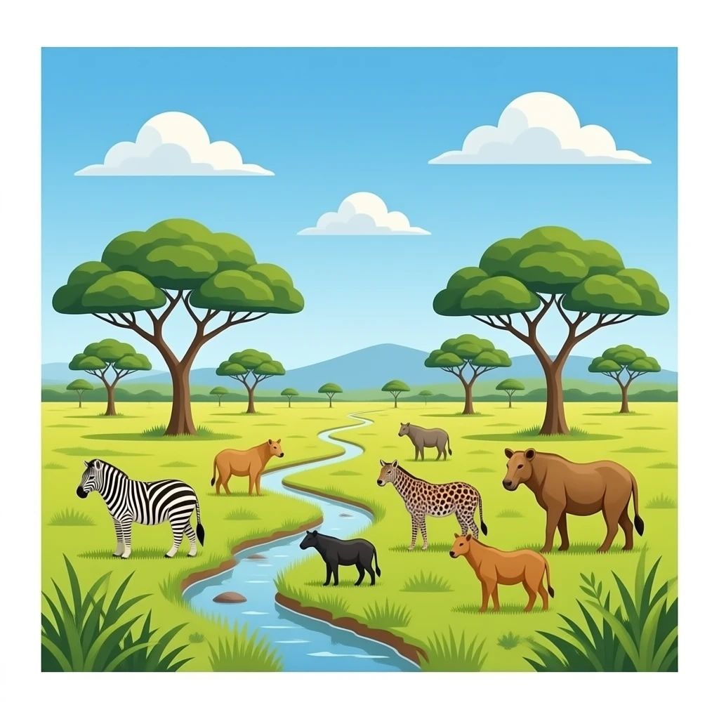 Serengeti with some wild animals emoji