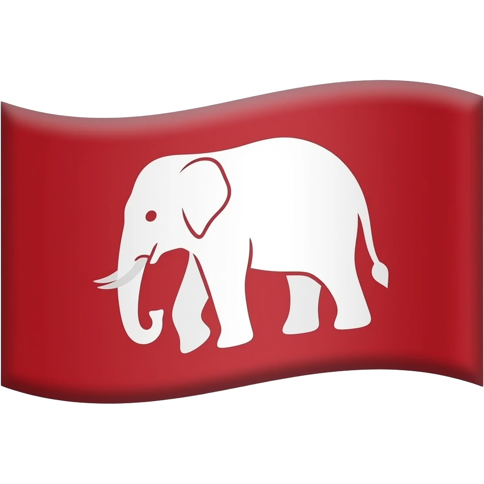 Je veux le drapeau du Siam (un fond rouge avec un éléphant) en entier tu me garde tout du drapeau que 2 couleur le rouge pour le fond et en blanc l’éléphanT ENLÈVE PAS LE FONDD sans le blanc autour seulement le drapeau emoji