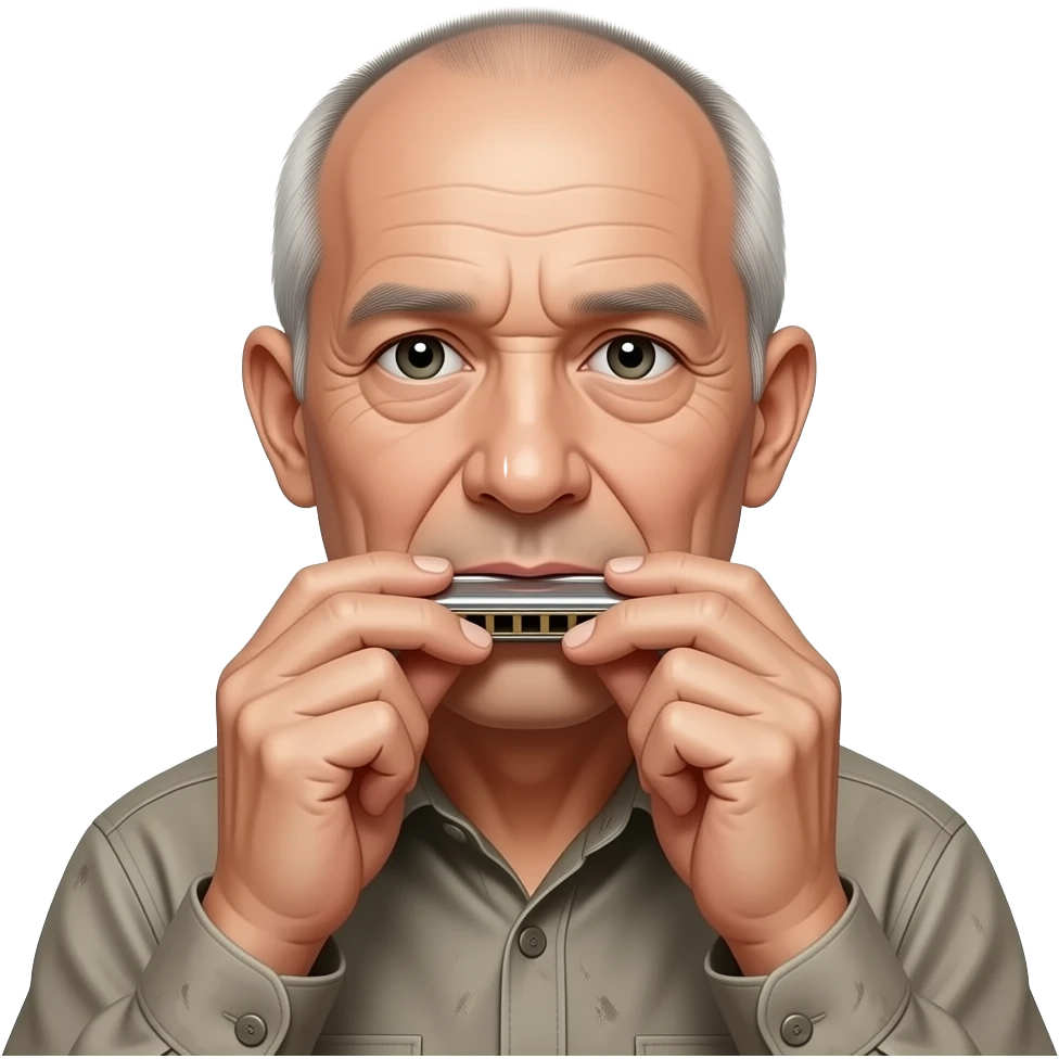 harmonica old man few hair emoji