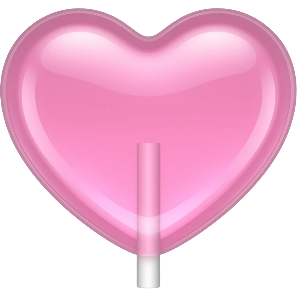 Full size Heart shaped clear pink lollipop emoji