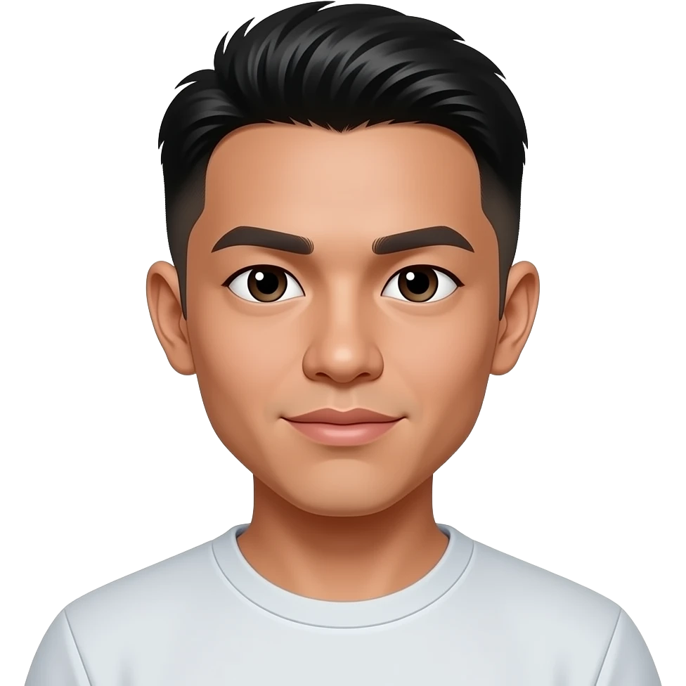 25 year old Filipino man fade hair cut closed lips opened eyes emoji