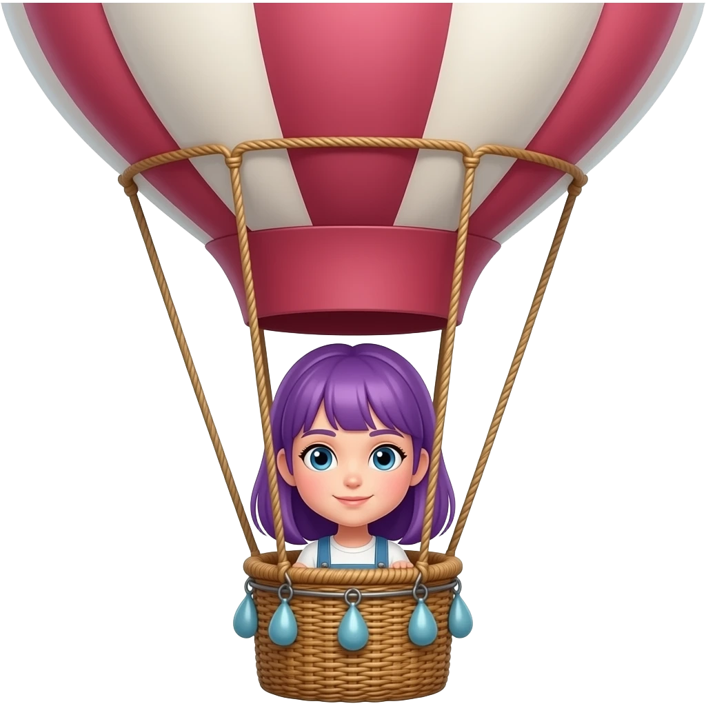 girl with purple hair in a hot air balloon emoji