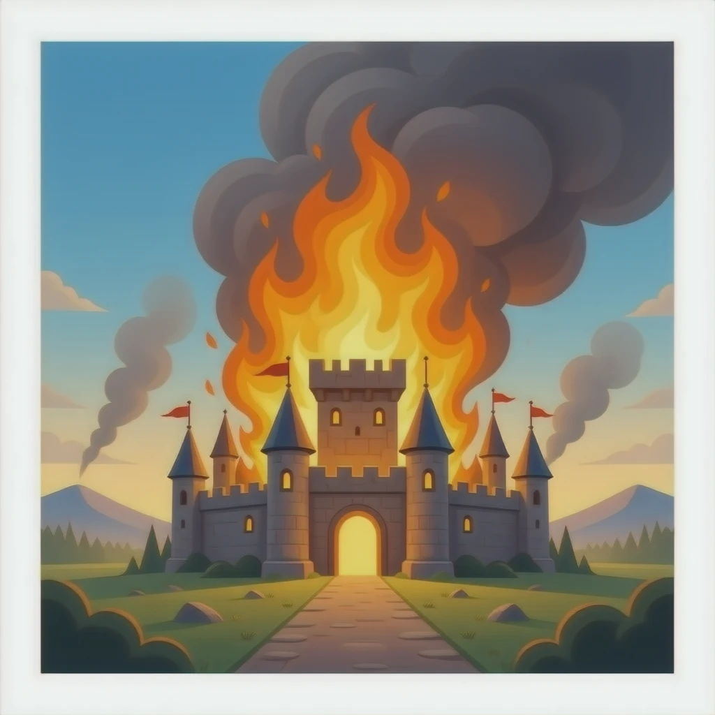 burning castle siege emoji