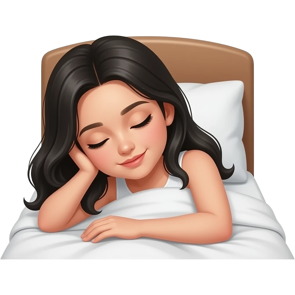 long black hair girl head on bed emoji