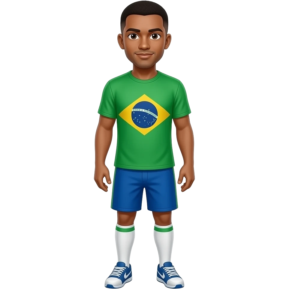 A GUY FULL BODY WITH A BRAZIL SHIRT WITH SHORT BUZZ BLACK HAIR emoji