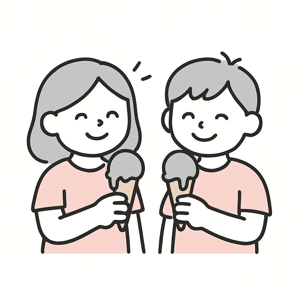 happy children with melting ice cream cones emoji
