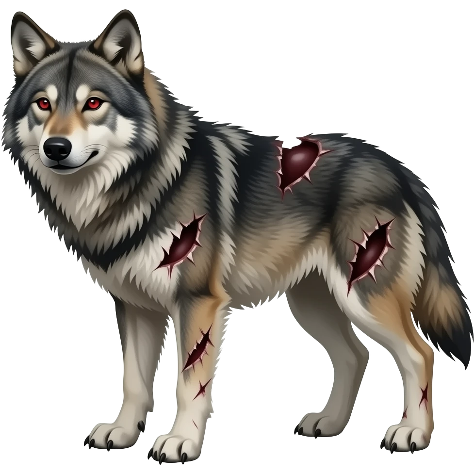 battle scarred wolf with red eyes emoji