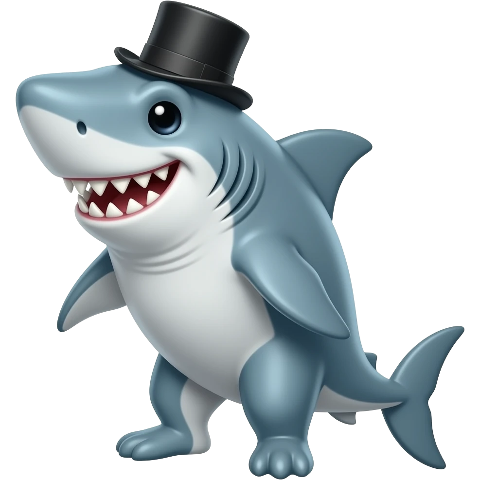 Shark with a top hat emoji